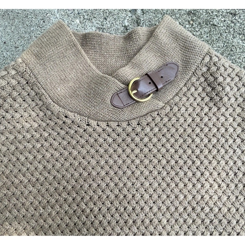 Banana Republic Poncho Oversized Women's M Tan Sweater Buckle Collar